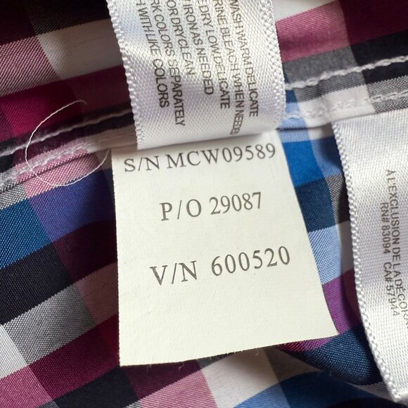 Cutter & Buck Size S Blue & Red Plaid Cotton Long Sleeve Button-Up Shirt Top - Picture 5 of 14